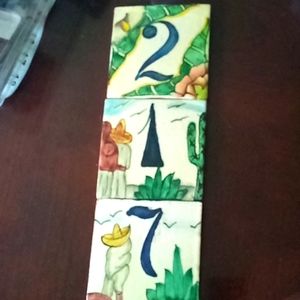 3 hand painted Mexican tiles